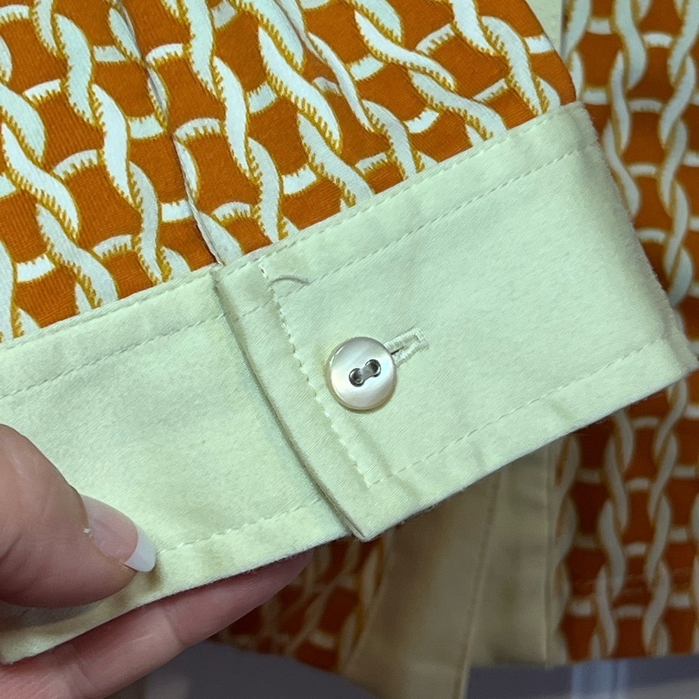 J. MCLAUGHLIN • ORANGE & CREAM CHAIN BLOUSE • EUC - Picture 5 of 7